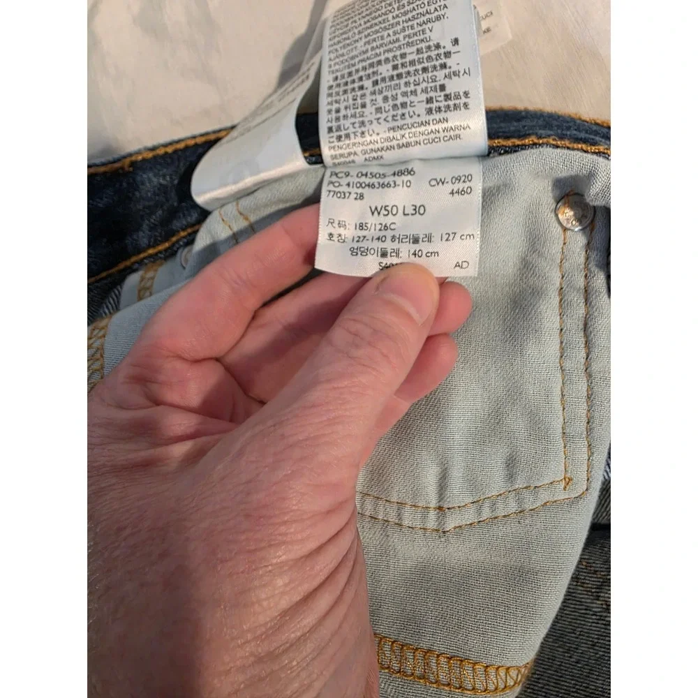 Levi's 505 Regular Fit Jeans Dark Wash Straight Leg Denim Blue W50 L30